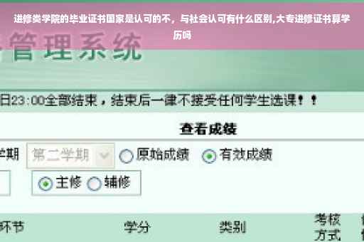 进修类学院的毕业证书国家是认可的不，与社会认可有什么区别,大专进修证书算学历吗