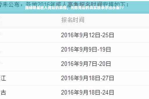 揭秘明星收入背后的真相，光鲜背后的真实故事浮出水面??