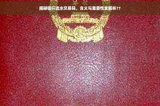 揭秘银行流水交易码，含义与重要性全解析??