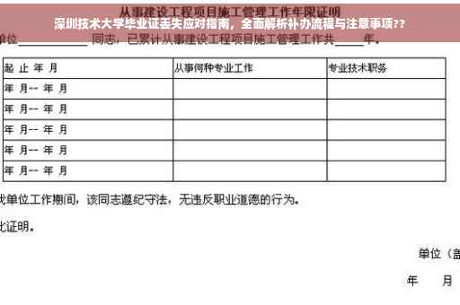 深圳技术大学毕业证丢失应对指南，全面解析补办流程与注意事项??