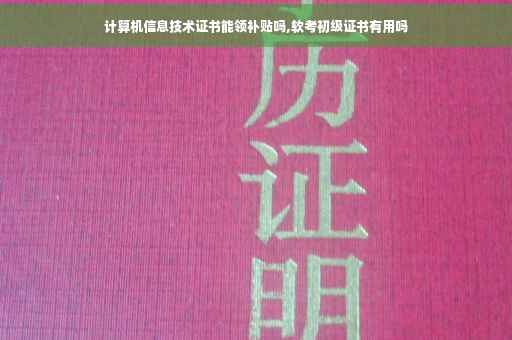 计算机信息技术证书能领补贴吗,软考初级证书有用吗