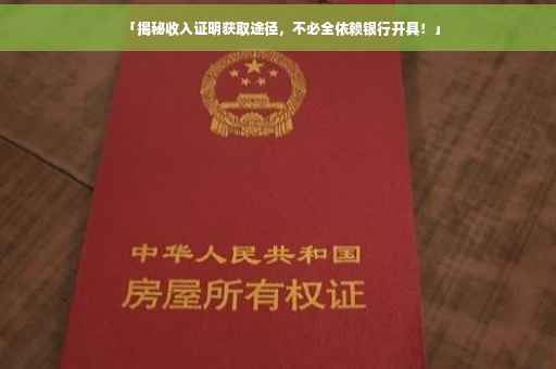 「揭秘收入证明获取途径，不必全依赖银行开具！」
