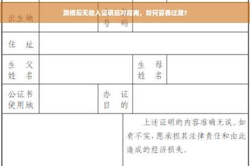 跳槽后无收入证明应对指南，如何妥善过渡？