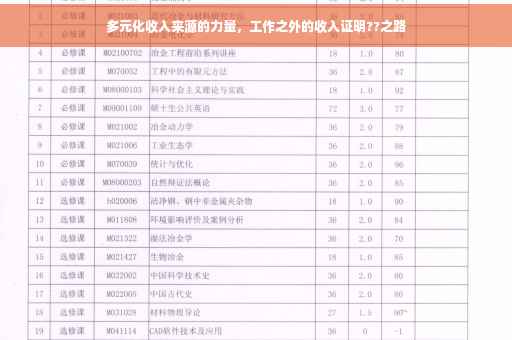 多元化收入来源的力量，工作之外的收入证明??之路
