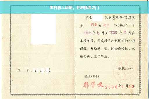 农村收入证明，开启机遇之门