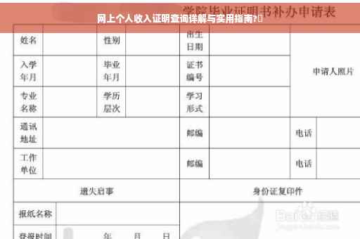 网上个人收入证明查询详解与实用指南?✨