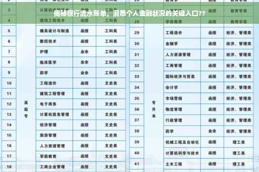 揭秘银行流水账单，洞悉个人金融状况的关键入口??