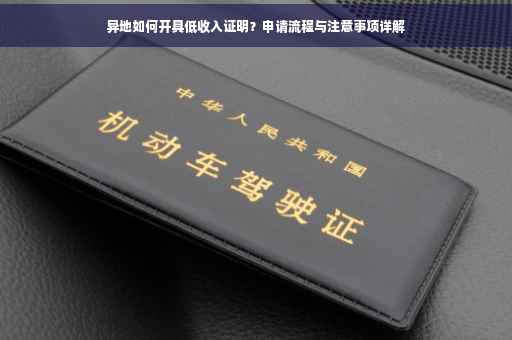 异地如何开具低收入证明？申请流程与注意事项详解