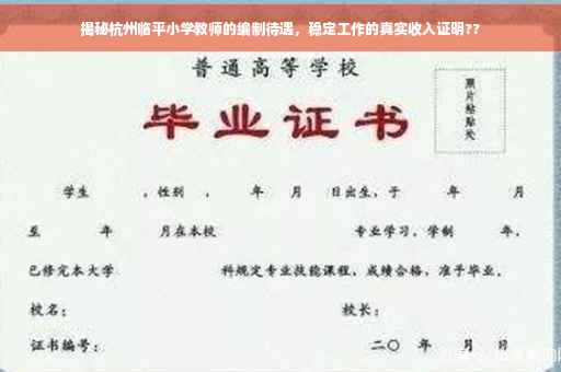 揭秘杭州临平小学教师的编制待遇，稳定工作的真实收入证明??