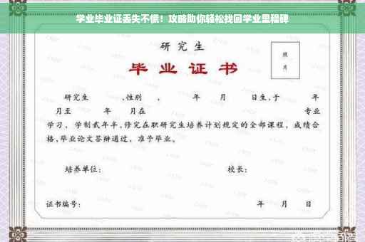 学业毕业证丢失不慌！攻略助你轻松找回学业里程碑