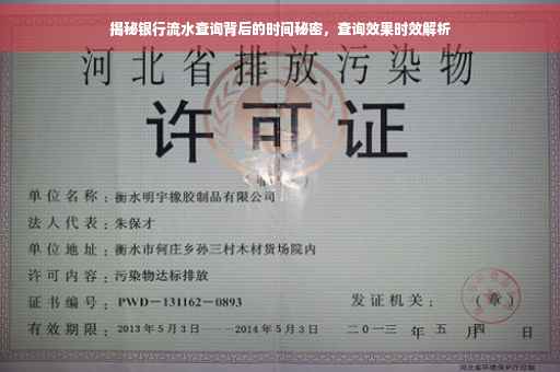 揭秘银行流水查询背后的时间秘密，查询效果时效解析