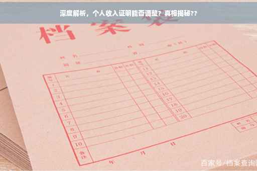 深度解析，个人收入证明能否调整？真相揭秘??