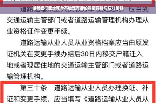 揭秘银行流水账单不稳定背后的购房真相与应对策略