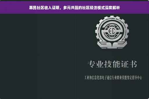 惠民社区收入证明，多元共赢的社区经济模式深度解析