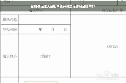 合肥低保收入证明申请开具流程详解及指南??