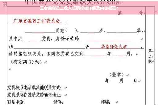 王者荣耀员工收入证明模板详解及内容概览?