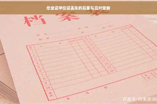 毕业证学位证丢失的后果与应对策略
