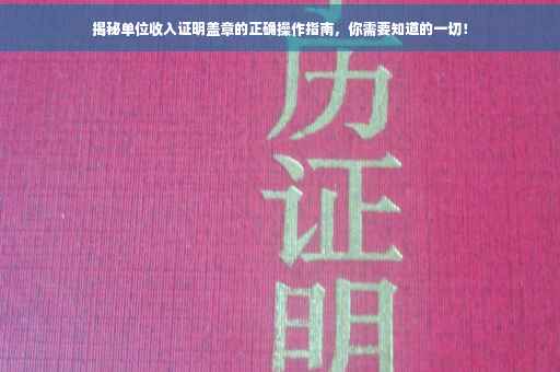 揭秘单位收入证明盖章的正确操作指南，你需要知道的一切！