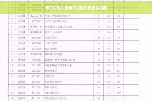 无合同收入证明下保障职场权益指南