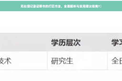 无社保记录证明书的打印方法，全面解析与实用建议指南?✨