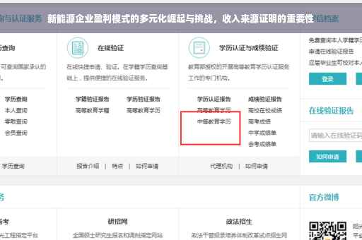 新能源企业盈利模式的多元化崛起与挑战，收入来源证明的重要性
