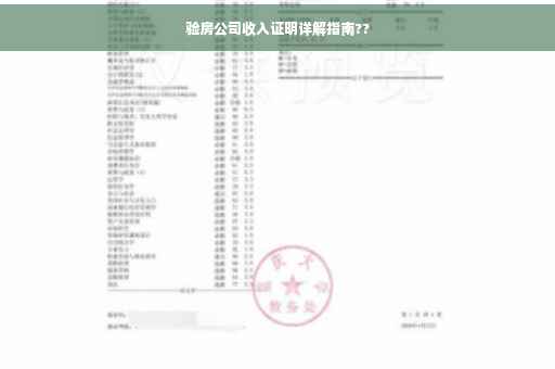 验房公司收入证明详解指南??