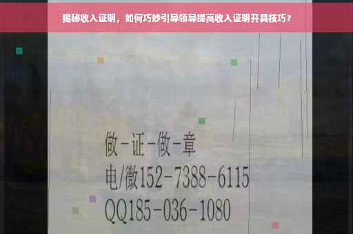 揭秘收入证明，如何巧妙引导领导提高收入证明开具技巧？