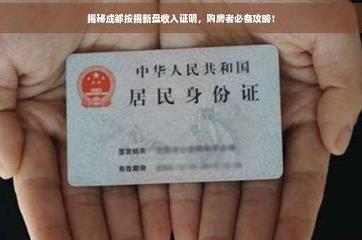 揭秘成都按揭新盘收入证明，购房者必备攻略！