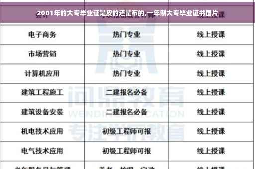 2001年的大专毕业证是皮的还是布的,一年制大专毕业证书图片