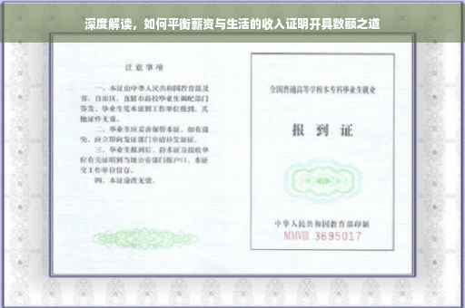深度解读，如何平衡薪资与生活的收入证明开具数额之道