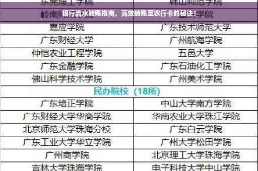 银行流水转账指南，高效转账至农行卡的秘诀！