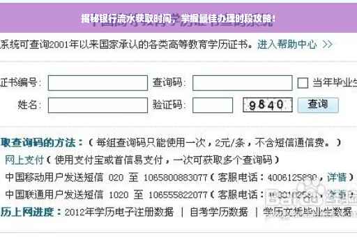 揭秘银行流水获取时间，掌握最佳办理时段攻略！