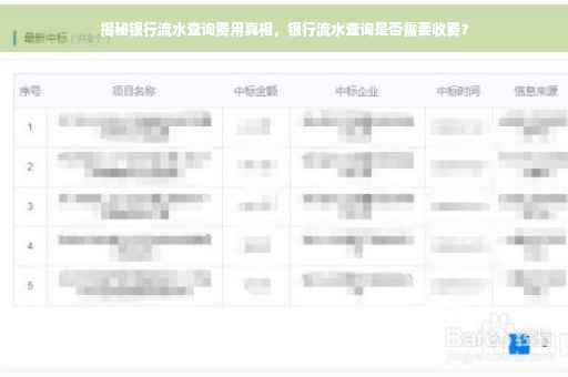 揭秘银行流水查询费用真相，银行流水查询是否需要收费？
