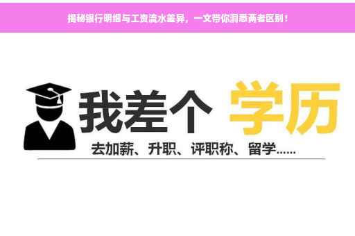 揭秘银行明细与工资流水差异，一文带你洞悉两者区别！