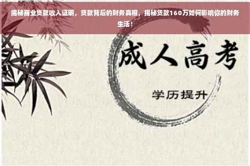揭秘商业贷款收入证明，贷款背后的财务真相，揭秘贷款160万如何影响你的财务生活！