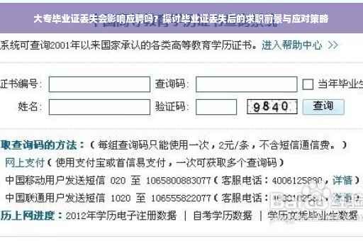 大专毕业证丢失会影响应聘吗？探讨毕业证丢失后的求职前景与应对策略