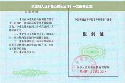 家庭收入证明是否需要原件？一文解答疑惑！