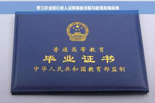 晋江农业银行收入证明模板详解与使用指南指南