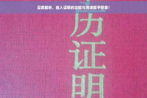 深度解析，收入证明的功能与用途超乎想象！