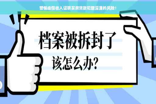警惕虚假收入证明买房贷款犯罪深渊的风险！