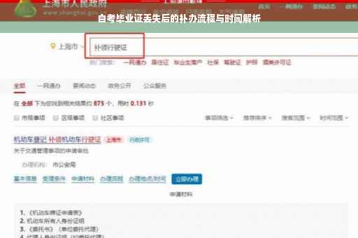 自考毕业证丢失后的补办流程与时间解析