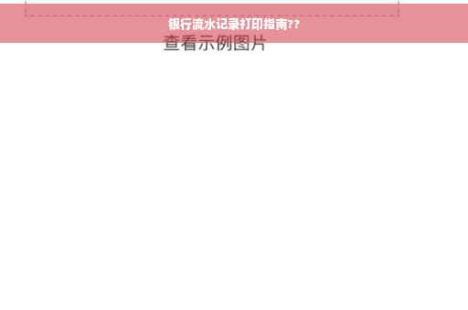 银行流水记录打印指南??