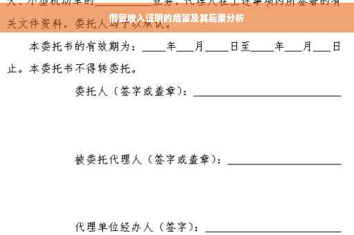 假冒收入证明的危害及其后果分析