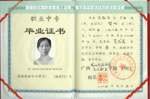 居委会出具的家庭收入证明，揭示真实经济状况的关键证据