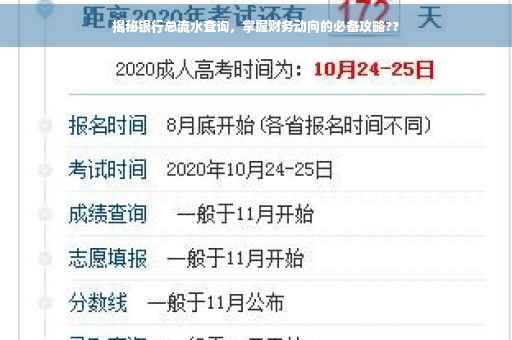 揭秘银行总流水查询，掌握财务动向的必备攻略??