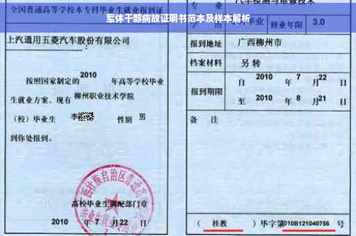 军休干部病故证明书范本及样本解析
