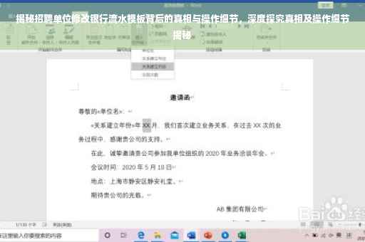 揭秘招聘单位修改银行流水模板背后的真相与操作细节，深度探究真相及操作细节揭秘