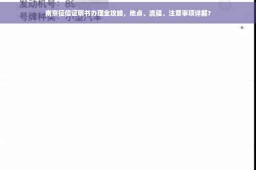 南京征信证明书办理全攻略，地点、流程、注意事项详解?