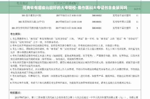 河南省有哪些比较好的大专院校-焦作医科大专证书含金量高吗