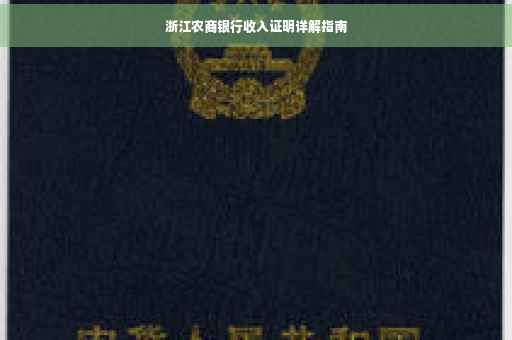 浙江农商银行收入证明详解指南